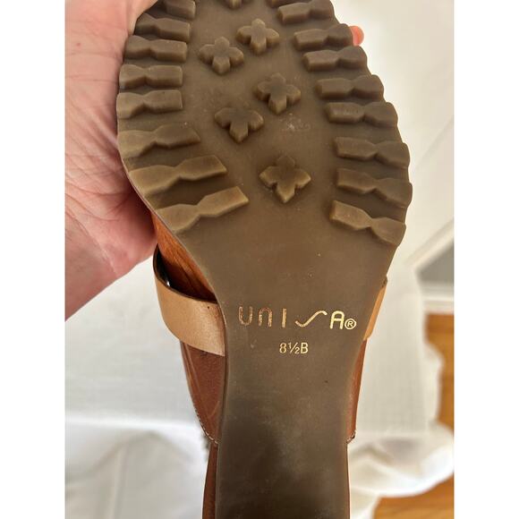 Unisa Vintage Heels, Brown Backless with Buckle - Picture 2 of 5